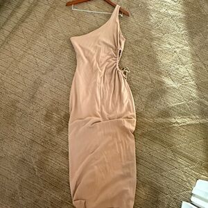 Elegant Tan One-Shoulder Dress